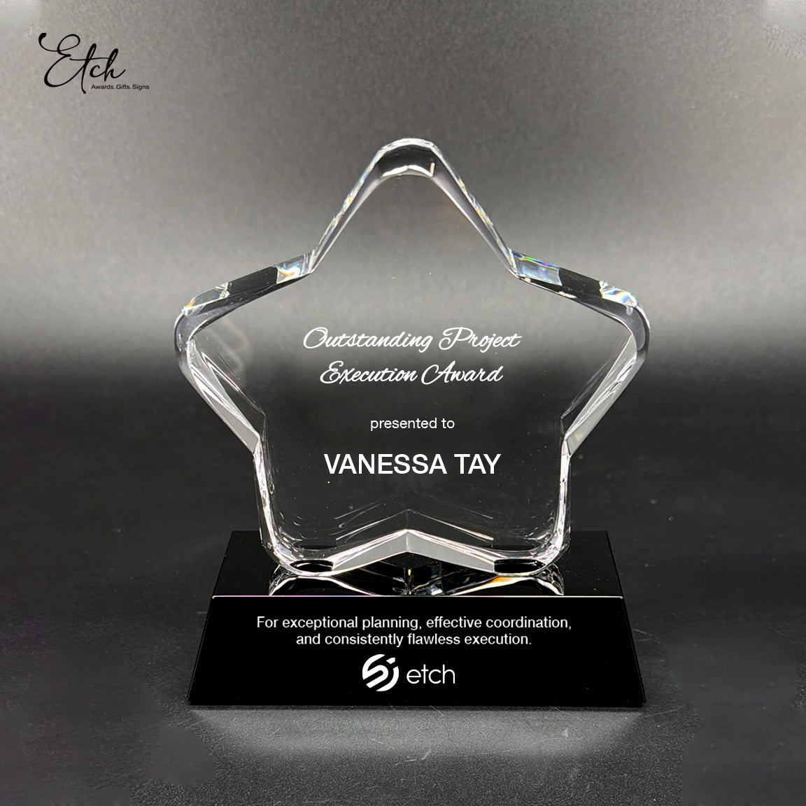 Charming Star Trophy Award with Black Base