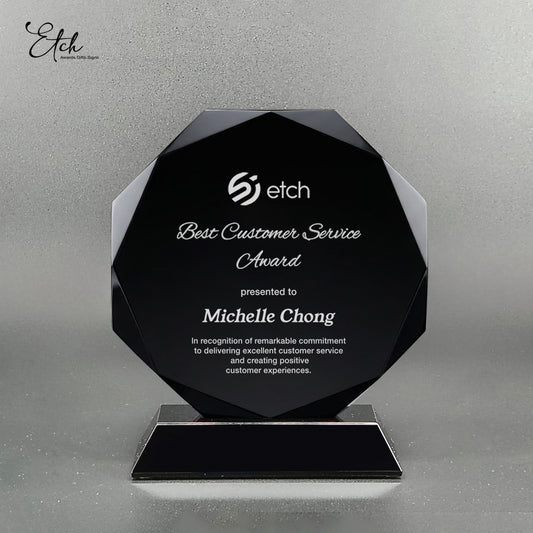 Black Octagon Crystal Trophy Award
