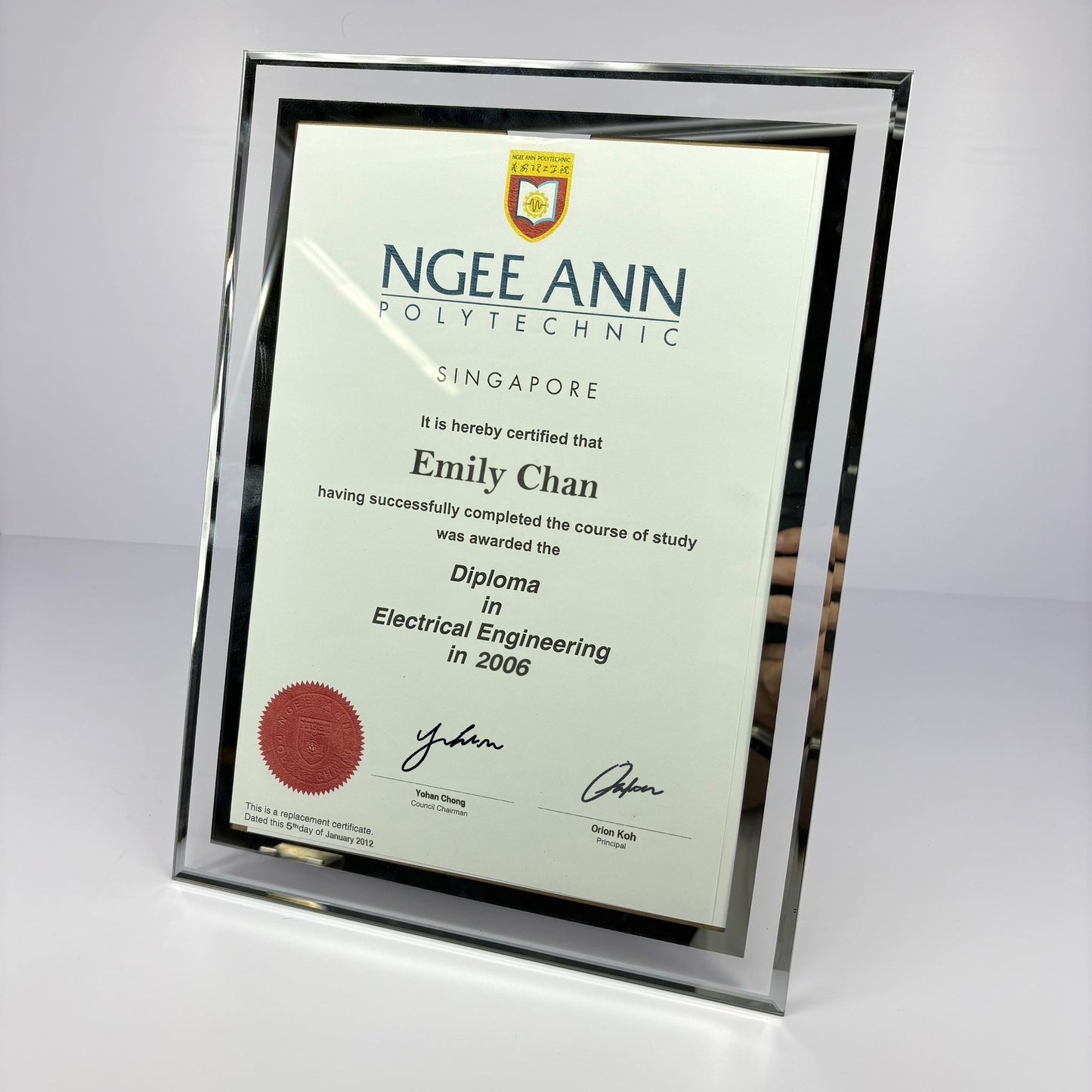 Glass Plaque with Paper Print