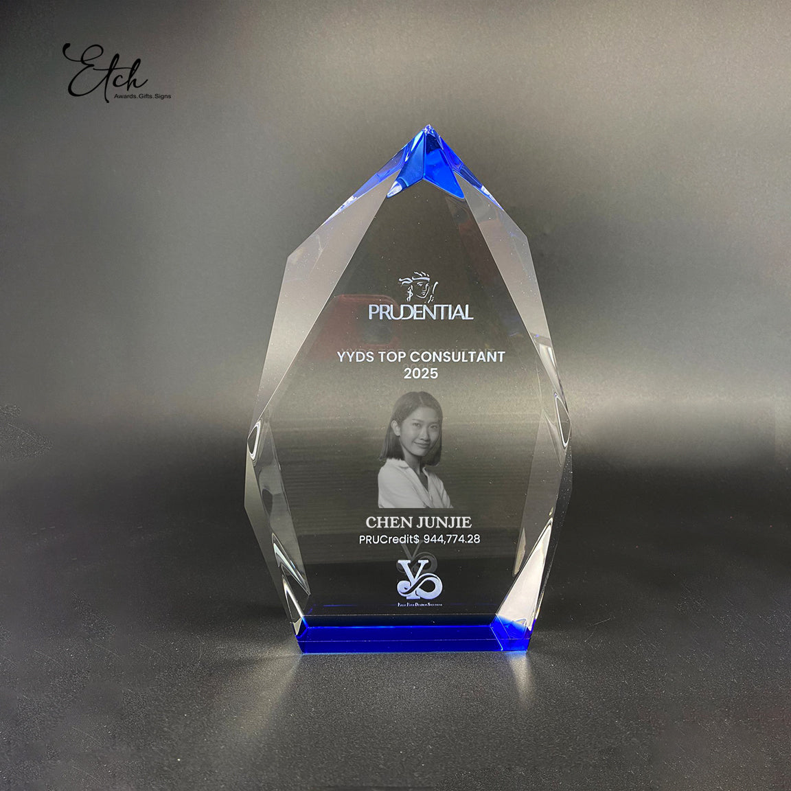 Iceberg Crystal Award with Blue Base