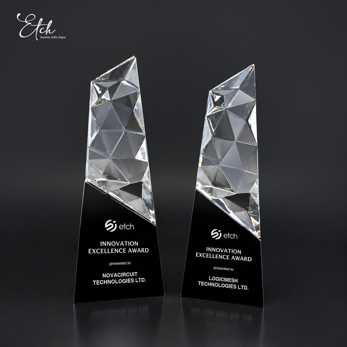 Reflective Peak Crystal Trophy Award