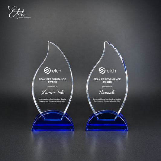 Solar Flame Trophy Award with Blue Base
