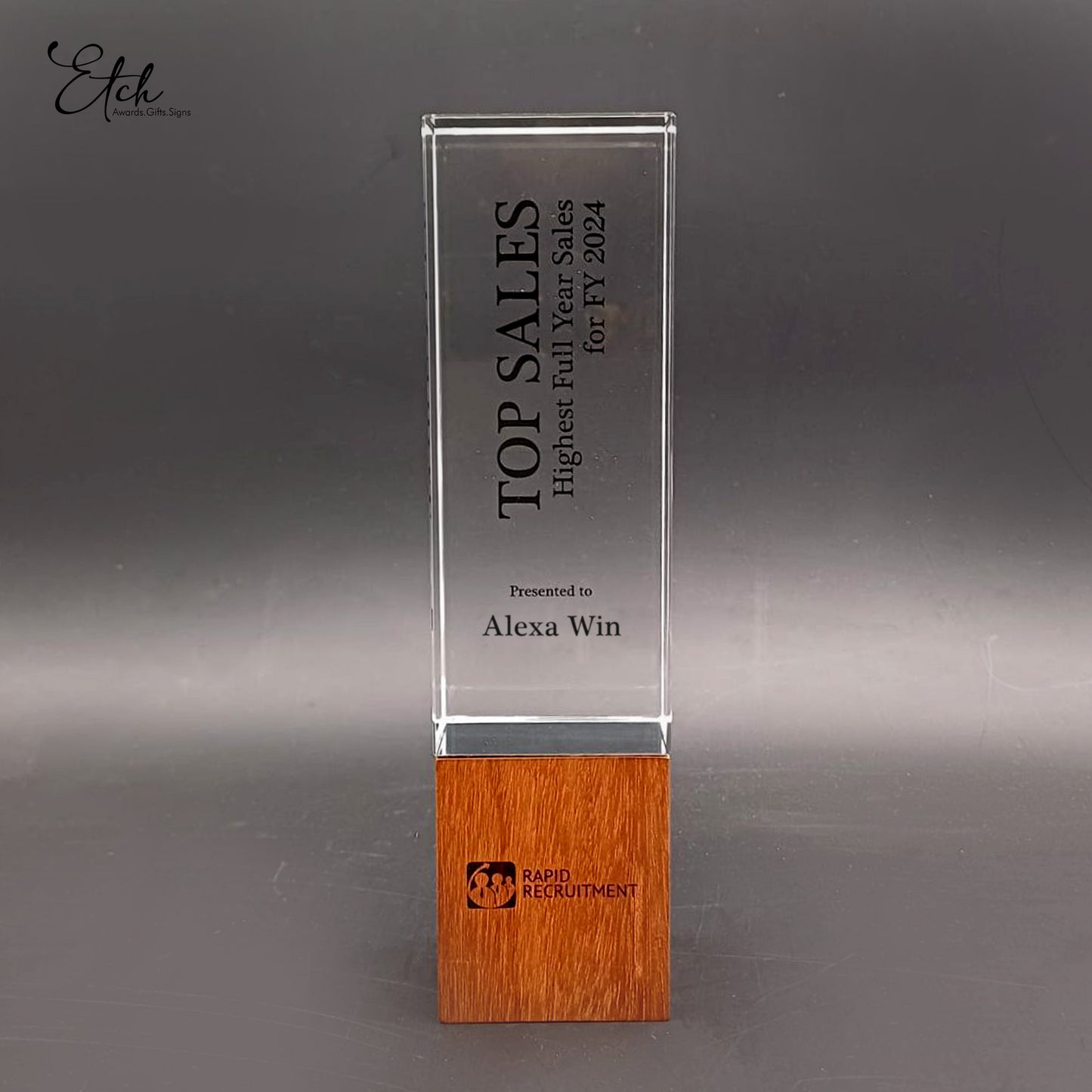 Square Crystal Wooden Trophy Award